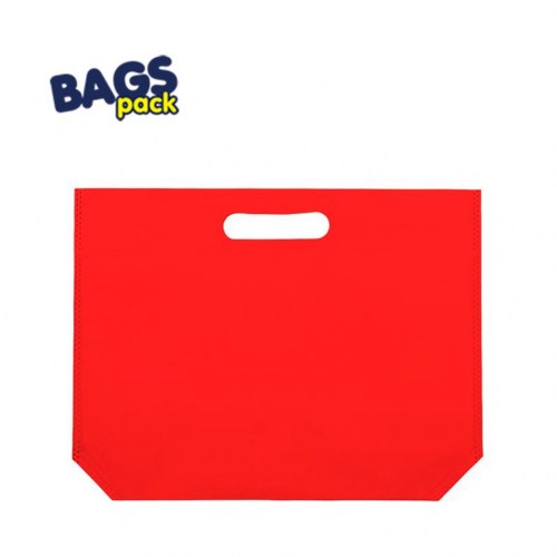 Bolsa TNT termosellada roja con fuelle hexagonal en base